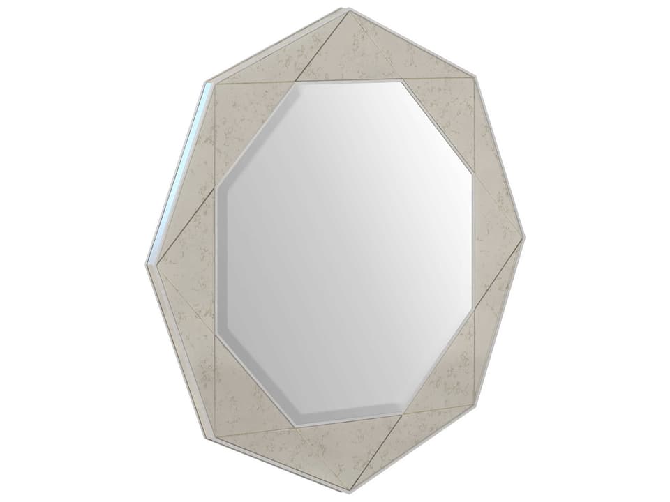 Mezzanine Octagonal Round Mirror with Antique Beveled Frame in Dove Gray