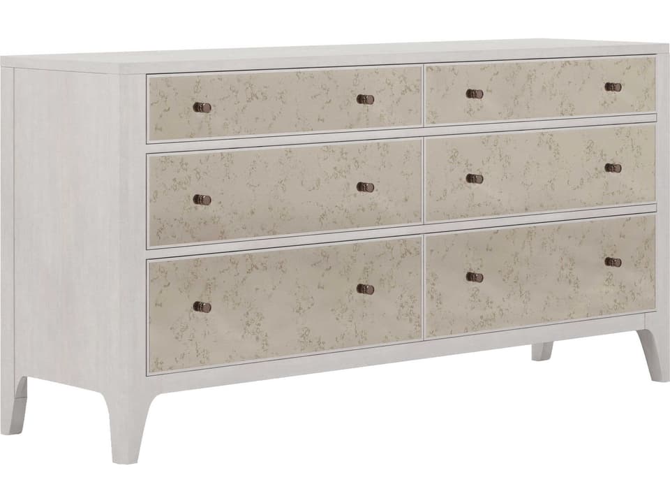 Mezzanine 6-Drawer Mirrored Dresser in Dove Gray