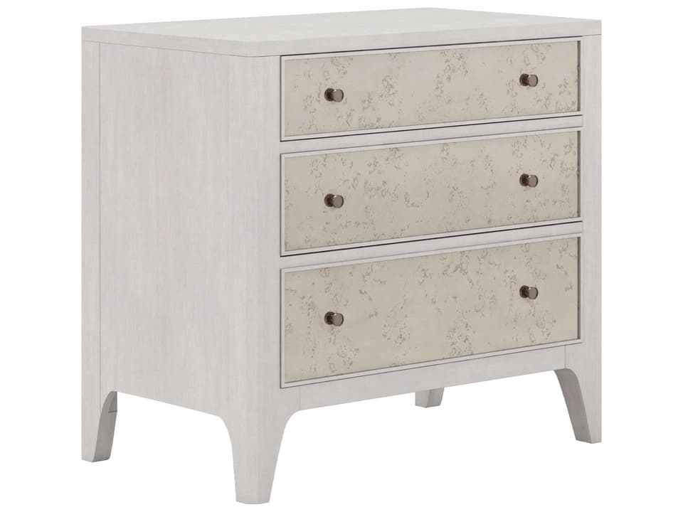 Mezzanine 3-Drawer Mirrored Nightstand in Dove Gray