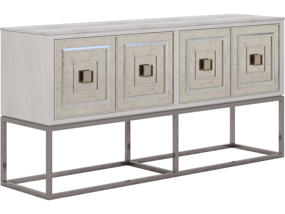 Mezzanine Dove Gray Media Console with Travertine Top