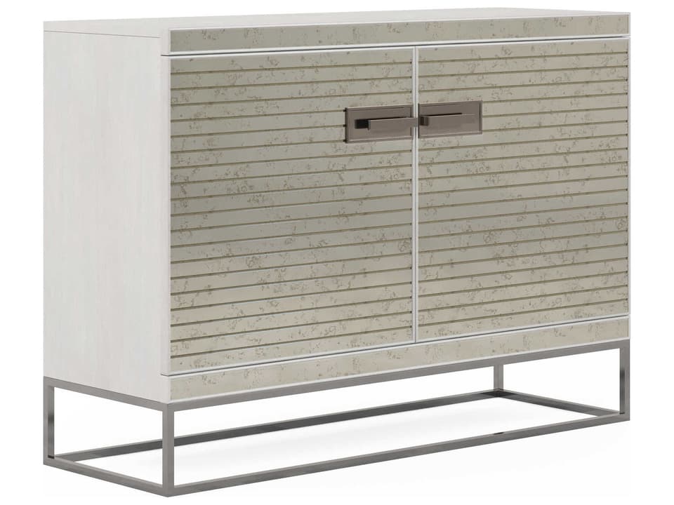 Mezzanine Dove Gray Hall Chest with Antiqued Mirrored Doors