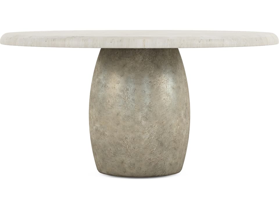 Ashlar Round Dining Table in Bisque with Sanded Bronze Base