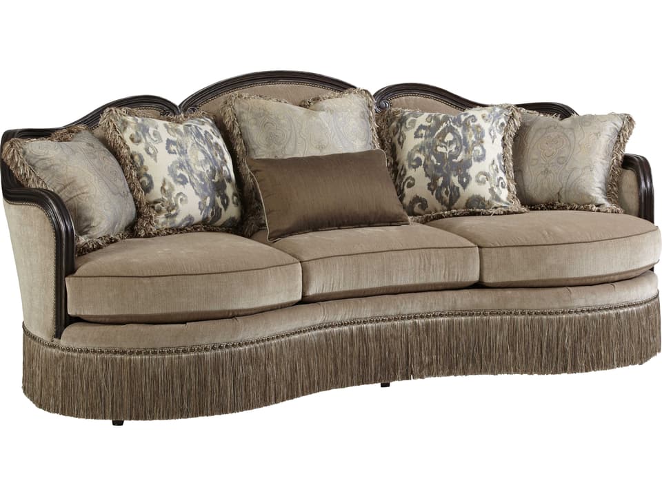 Giovanna 3-Seat Fabric Sofa in Azure with Nailhead Trim