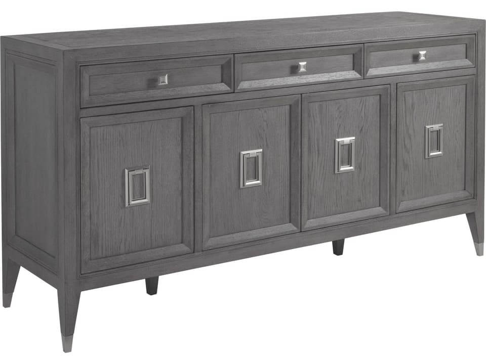 Appellation 66-Inch Gray Wood Buffet with Brushed Nickel Accents