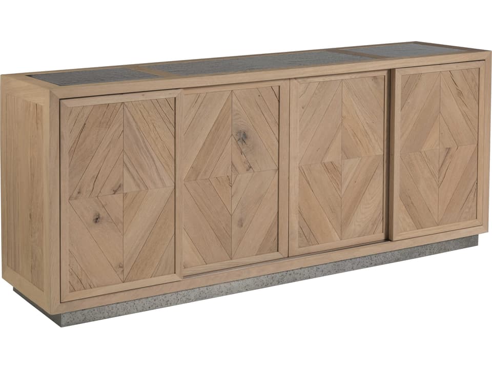 Home Verite 68-Inch Media Console in Light Oak and Antiqued Gun Metal