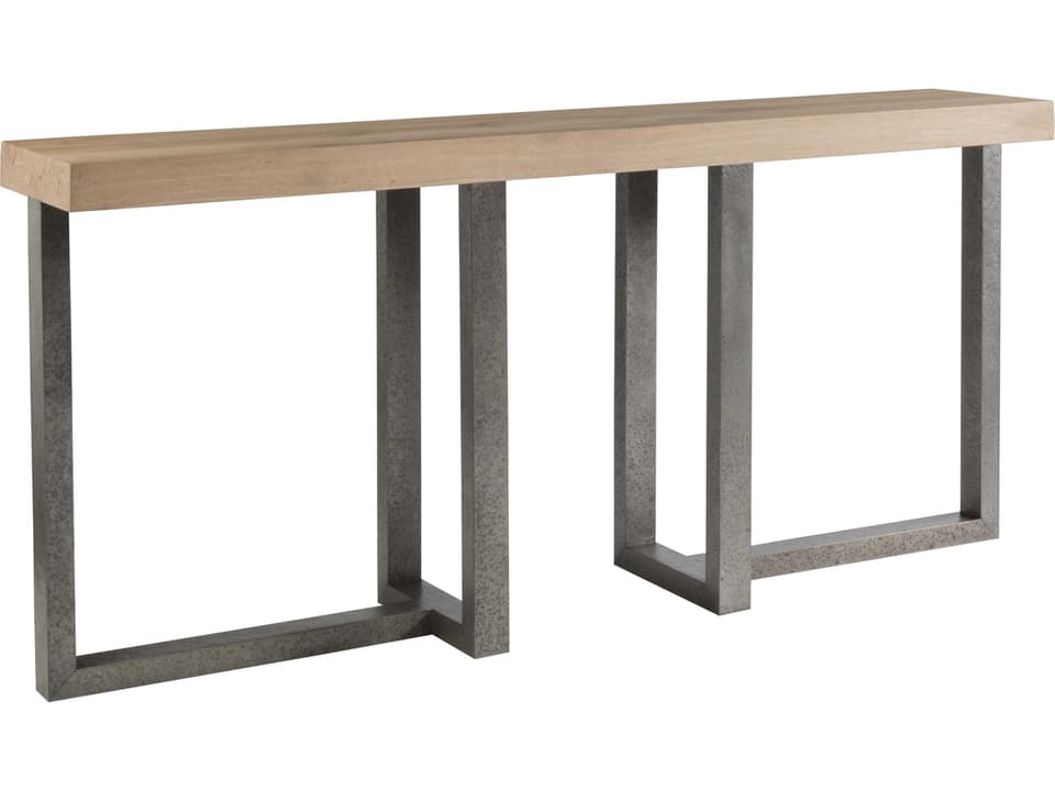 Home Verite Rectangle Console Table White Oak Veneer Distressed Aluminum