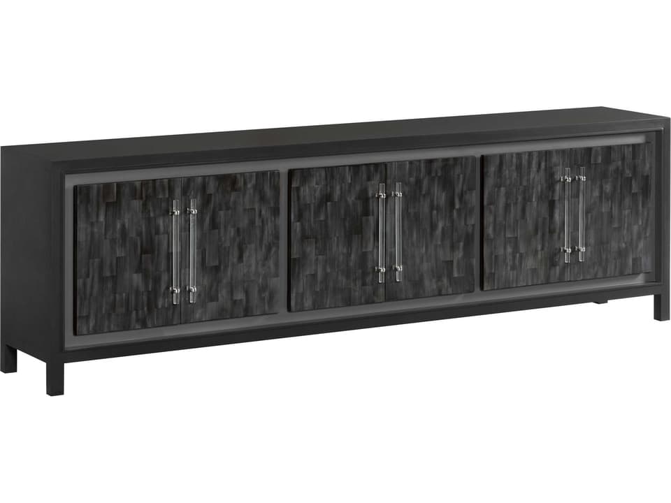 Home Elation Gray Long Media Console Table in Faux Horn Resin