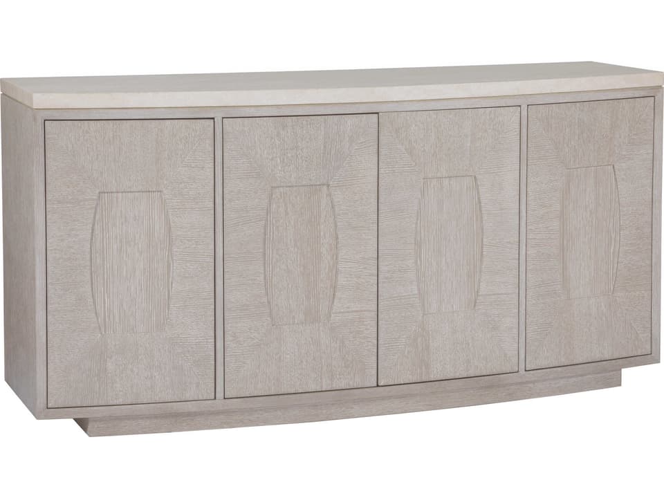 Home Mar Monte 4-Door Buffet in Champagne Taupe White Oak with Marble Top