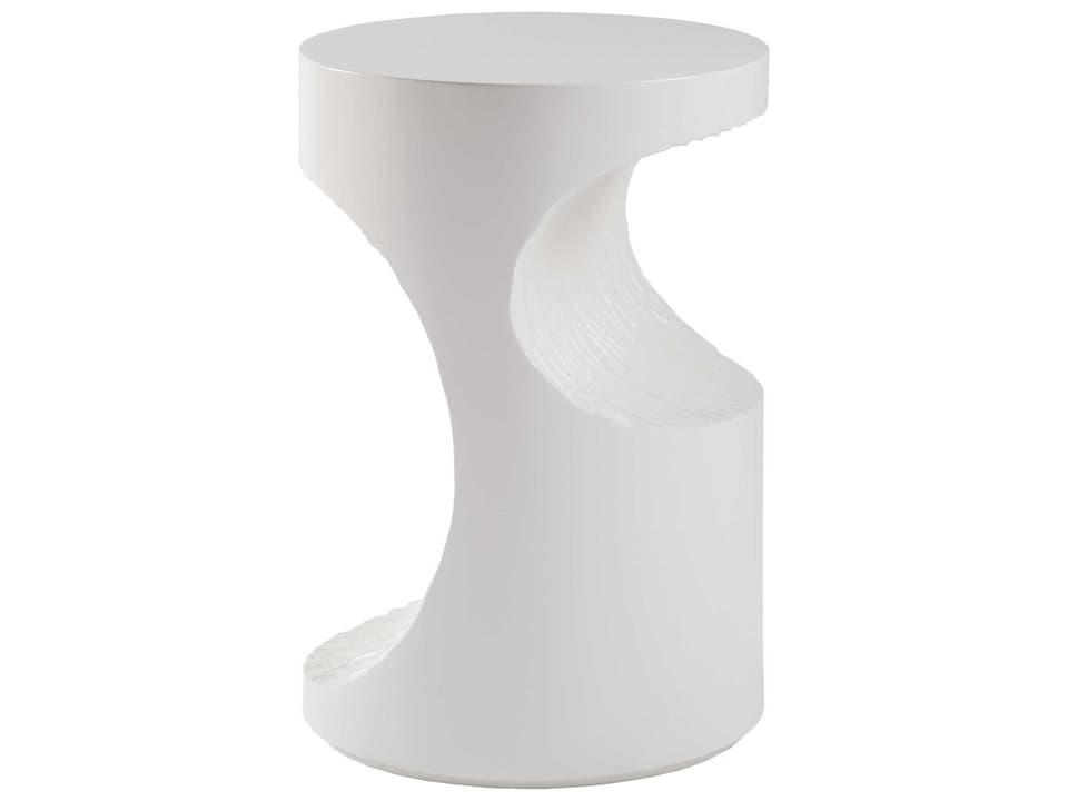 Home Mar Monte Round End Table in Ivory Resin