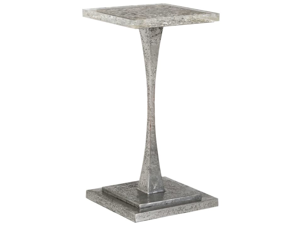 Home Montreaux Square Spot End Table in Nickel and Silver Leaf