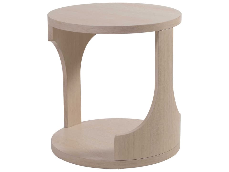 Signature Designs St Ives Round End Table in Sandscape Whitewash