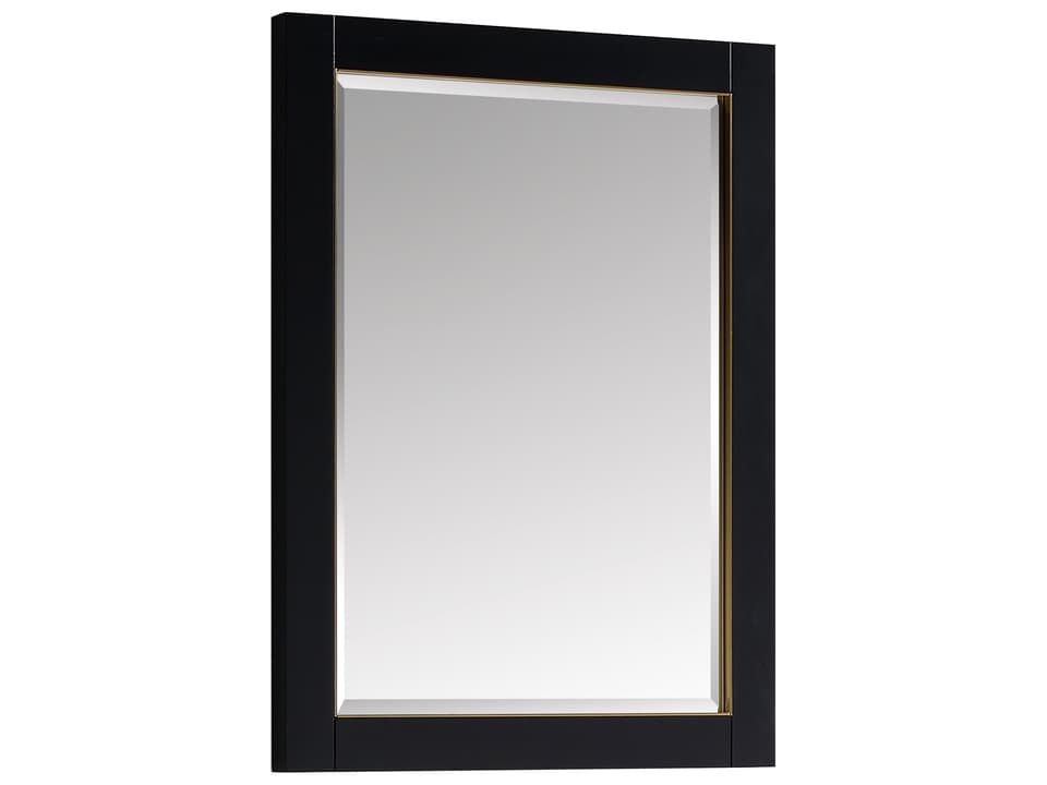 Mason 24 in. Bathroom Mirror in Black with Gold Trim