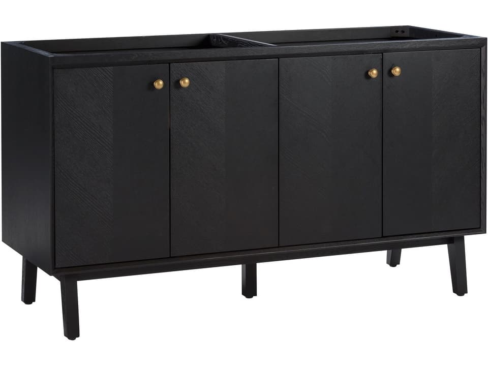 Adele 60 in. Double Sink Bathroom Vanity in Black Oak