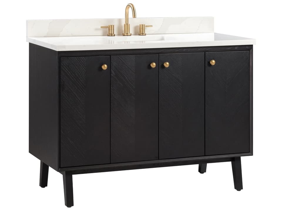 Adele 49 in. Single Sink Bathroom Vanity in Black Oak with Calacatta Quartz Top