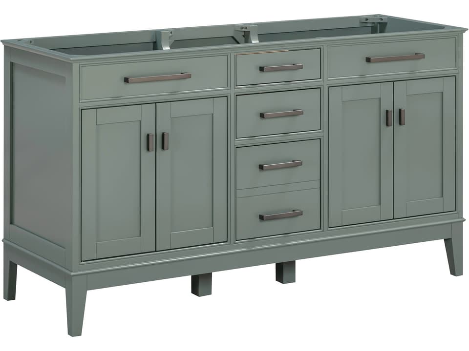 Madison 60 in. Double Sink Bathroom Vanity in Smoke Green