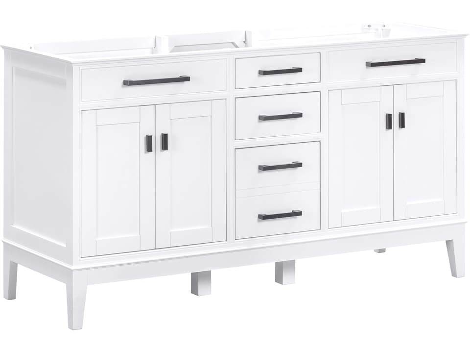 Madison 60 in. Double Sink Bathroom Vanity in White