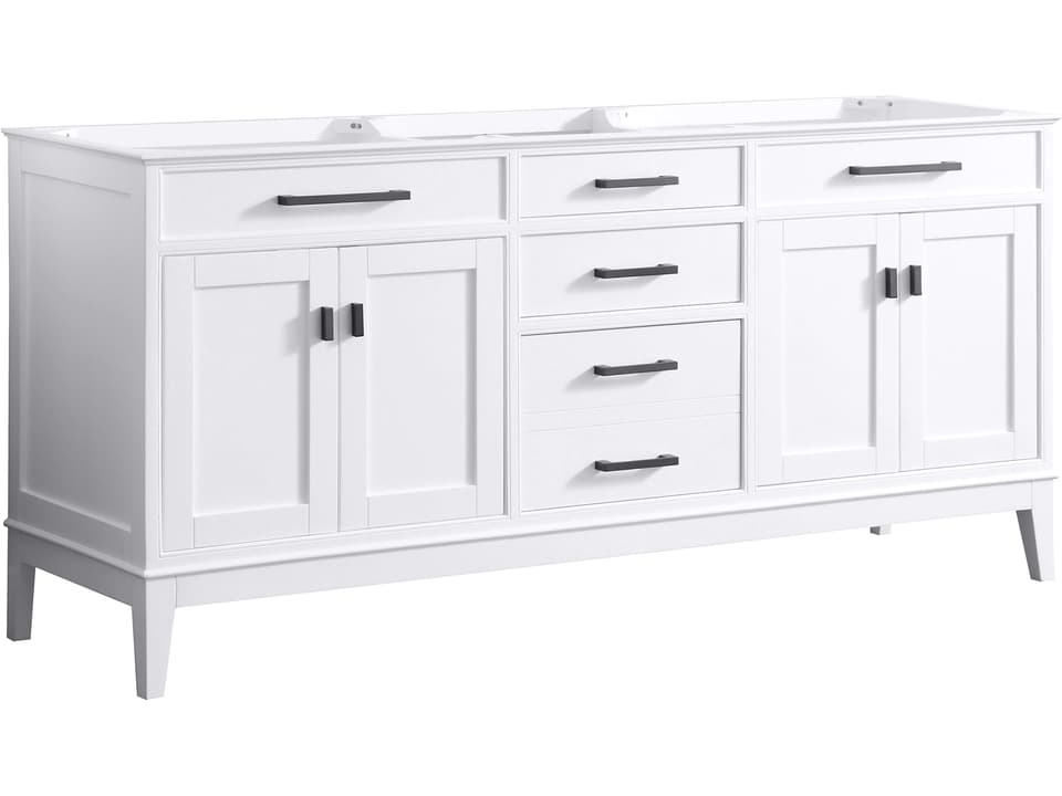 Madison 72 in. Double Sink Bathroom Vanity in White