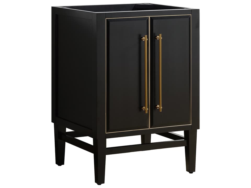 Mason 24 in. Single Sink Bathroom Vanity in Black with Gold Trim