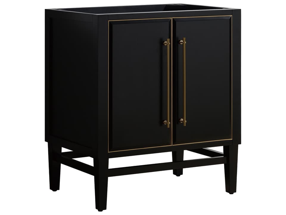 Mason 30 in. Single Sink Bathroom Vanity in Black with Gold Trim