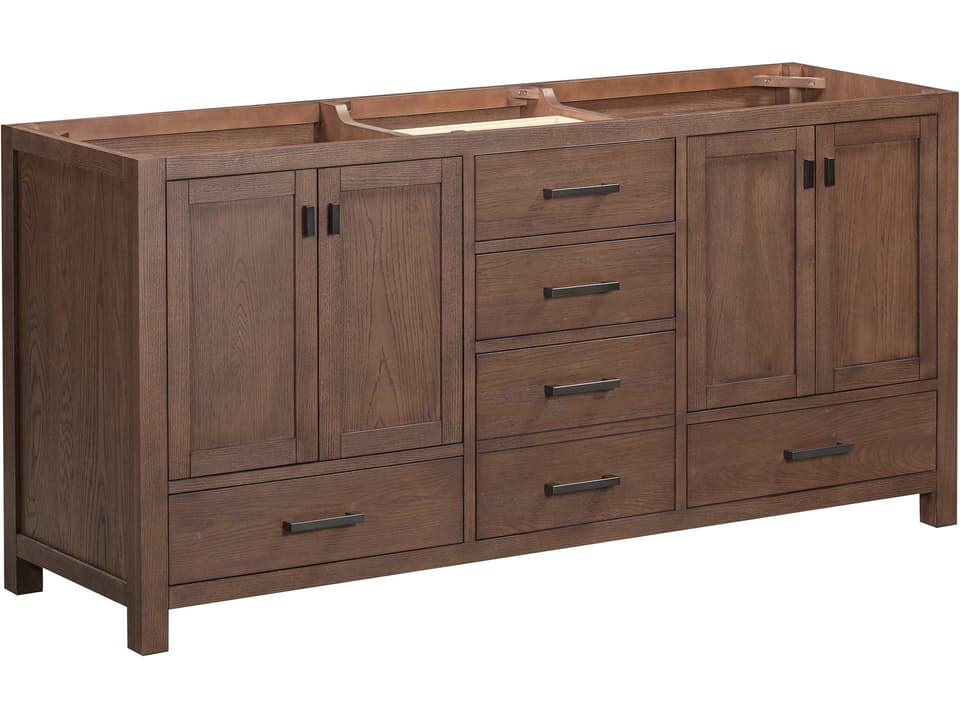 Modero 72 in. Double Sink Bathroom Vanity in Mocha Oak