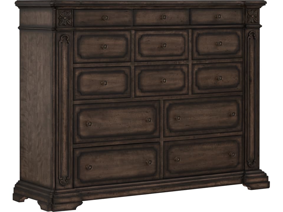 dark brown double dresser Alaine Modern Classic Dark Brown Walnut Oak Double Dresser