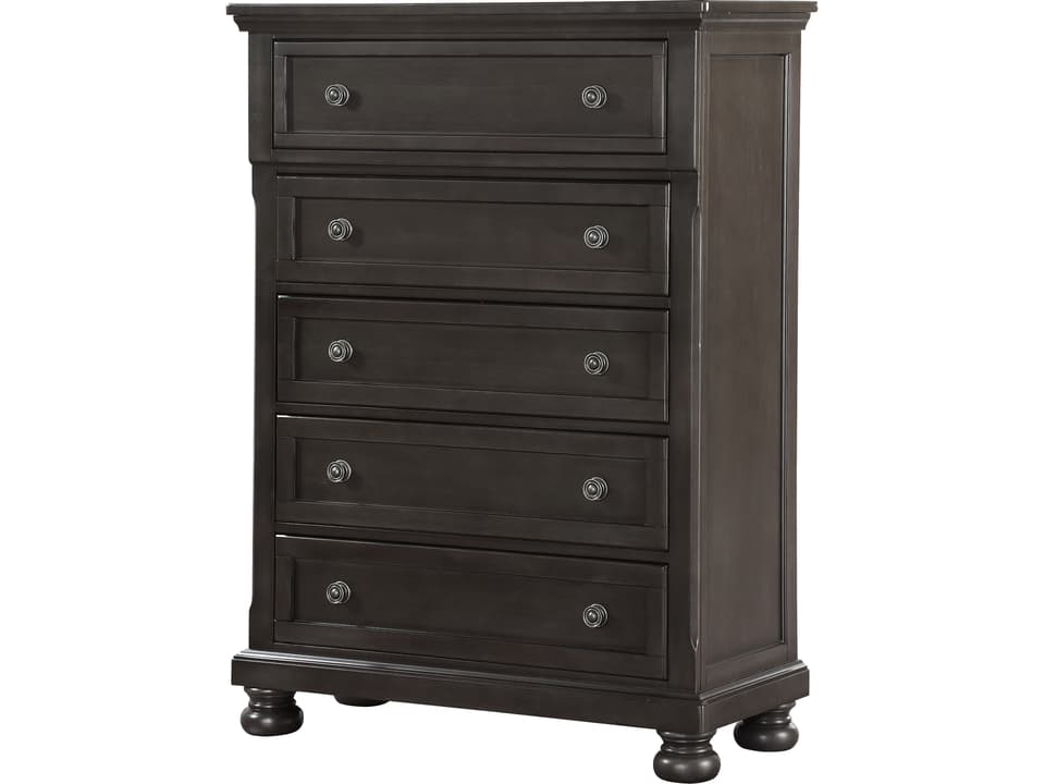 Stella Chest in Gray Wood with Framed Drawers