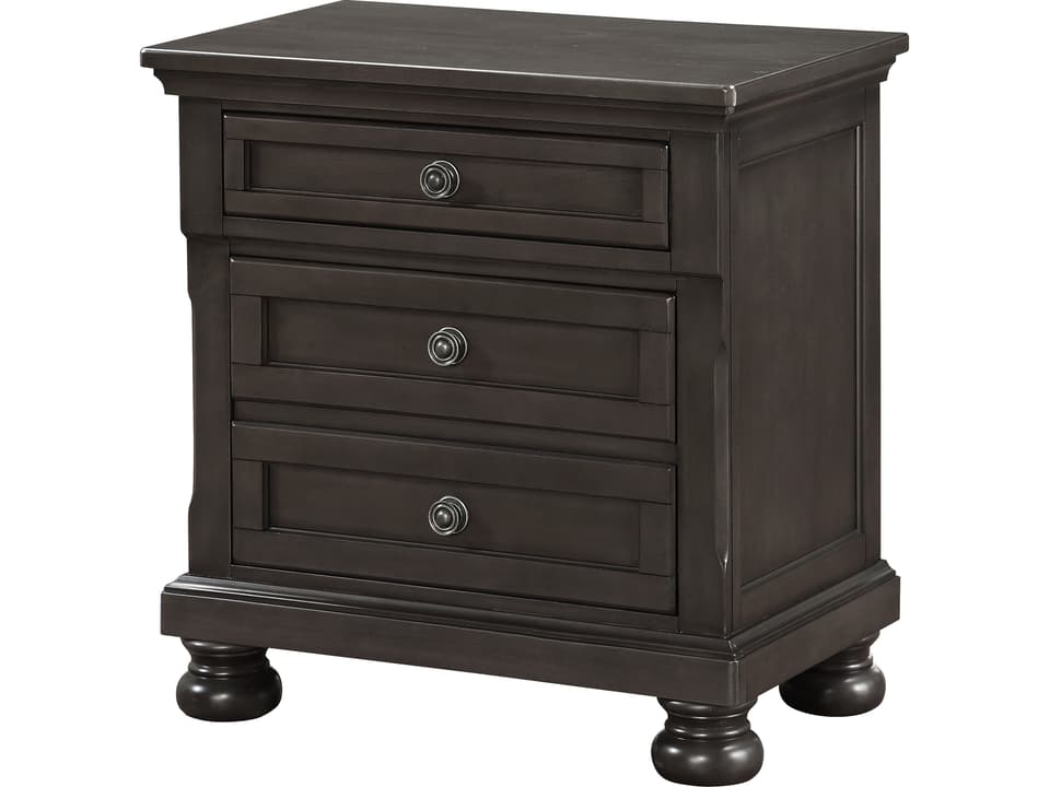 Stella 2-Drawer Nightstand with USB Charging in Gray Wood