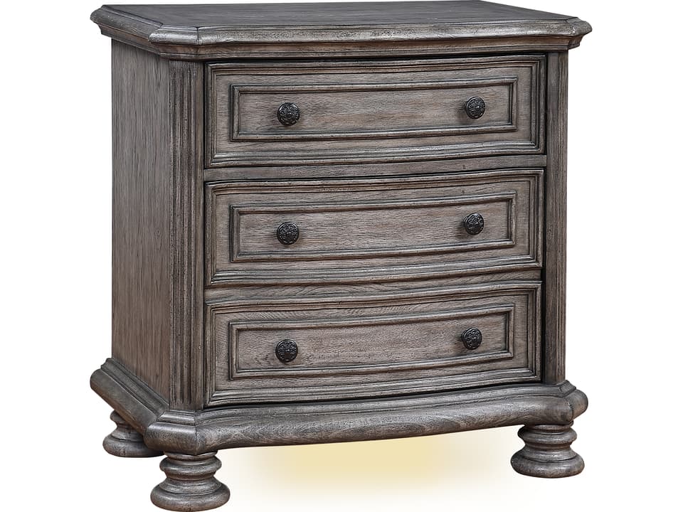 B01623 Collection 3 Drawer Nightstand in Sandblasted Gray