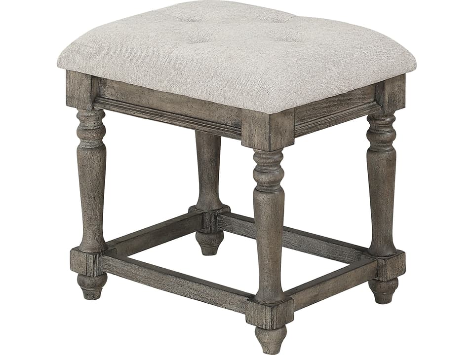 Grey Upholstered Accent Stool