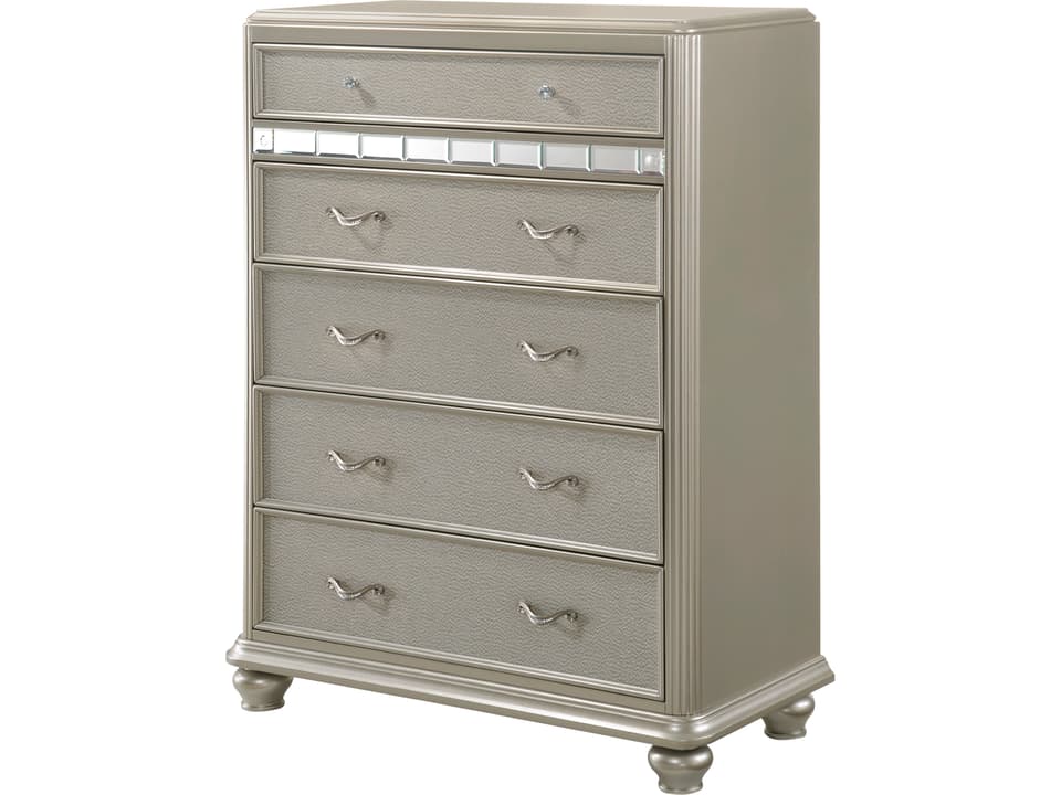Kaleidoscope 5-Drawer Chest in Platinum Paint with Shagreen Fronts