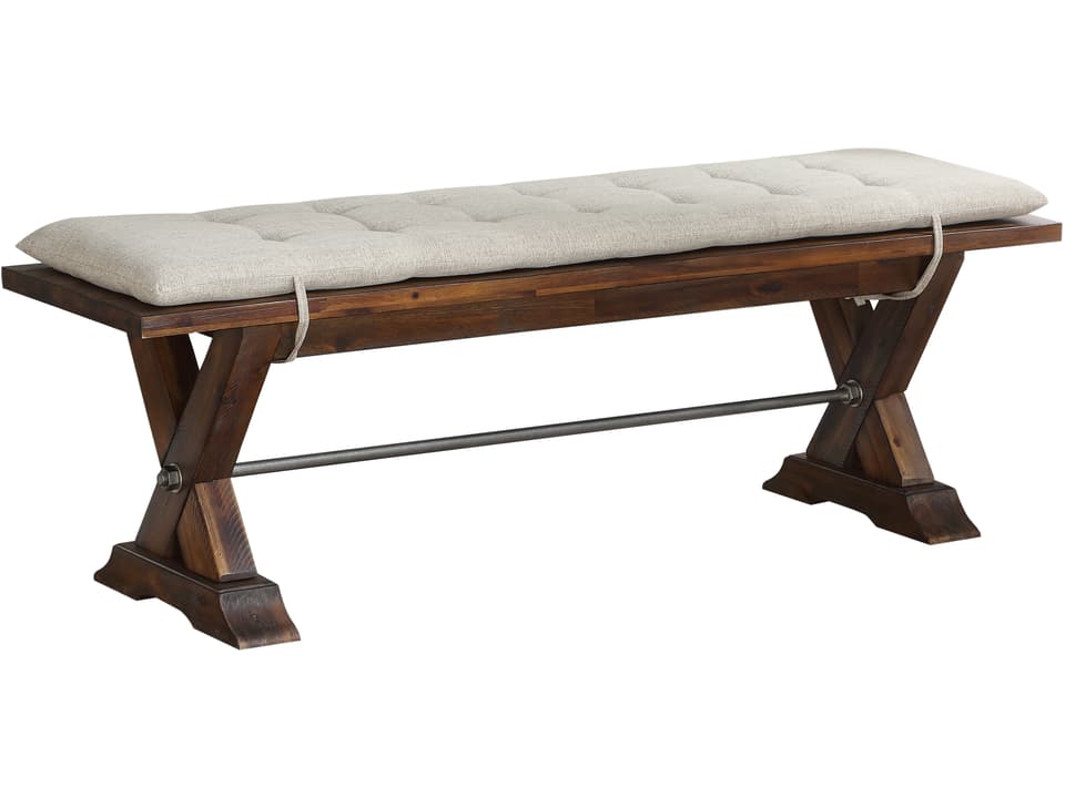 Fresno Upholstered Dining Bench in Rustic Medium Acacia