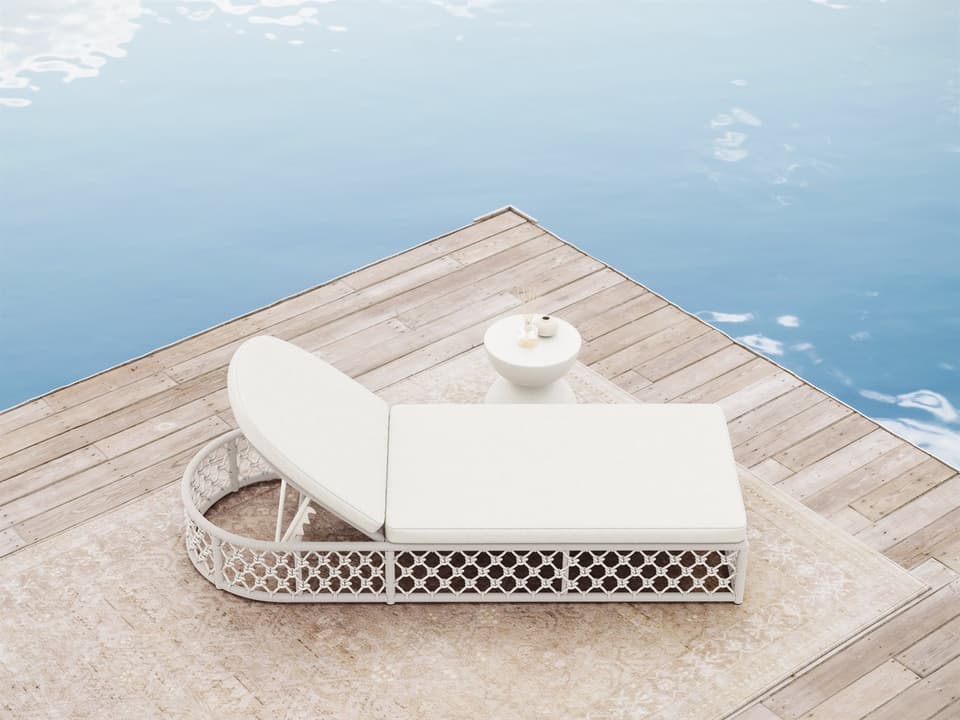 Amelia White Rope Patio Lounge Set