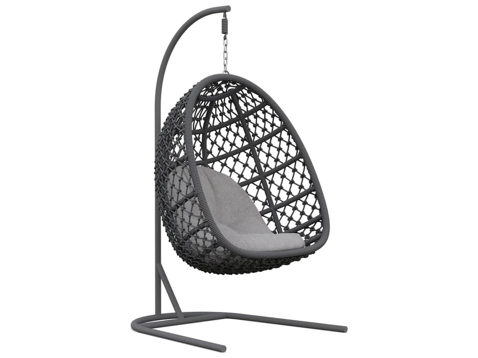 Amelia Ash All-Weather Rope Hanging Chair with Fog Cushion and Stand