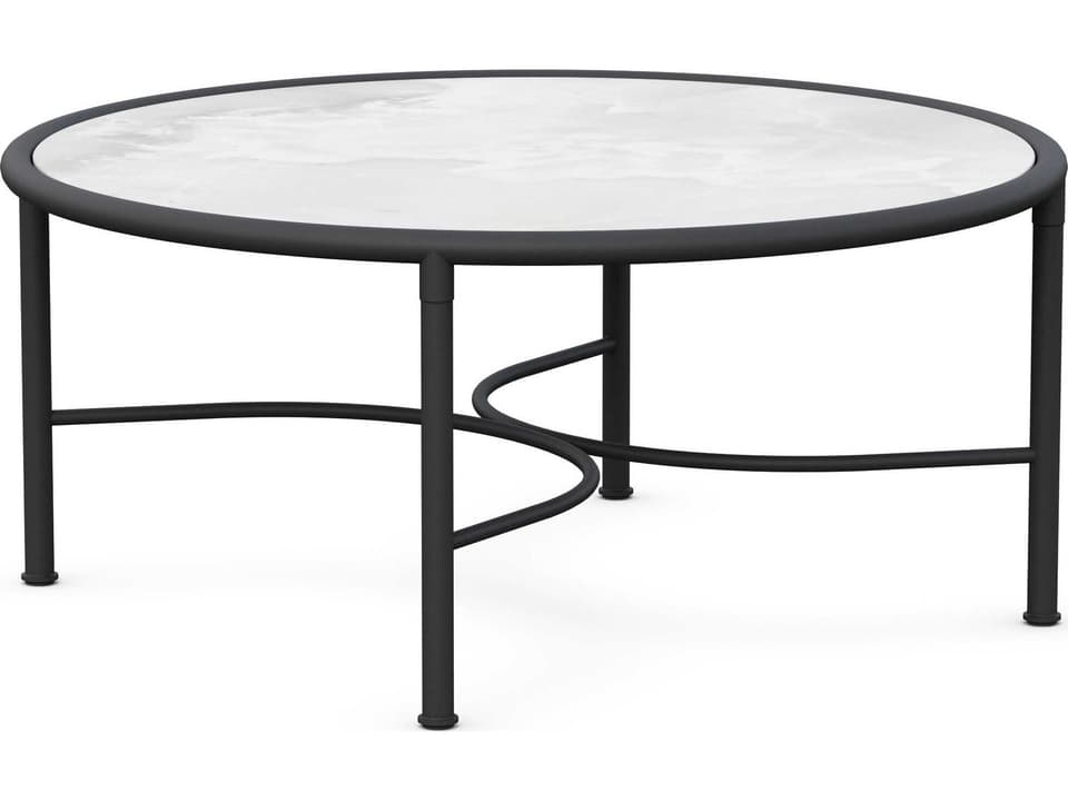 Athens Noir Wrought Iron Round Coffee Table with Dekton Top