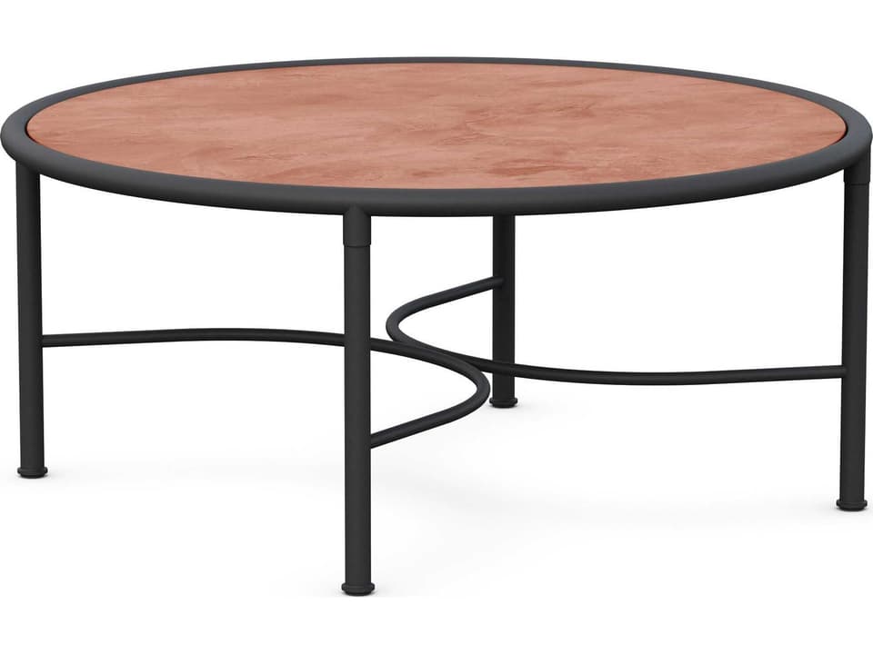 Athens Noir Wrought Iron Round Coffee Table with Dekton Umber Top