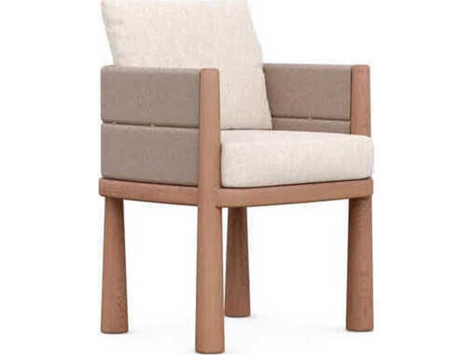 Biscayne Natural Teak Wicker Cushion Dining Chair Set of 2