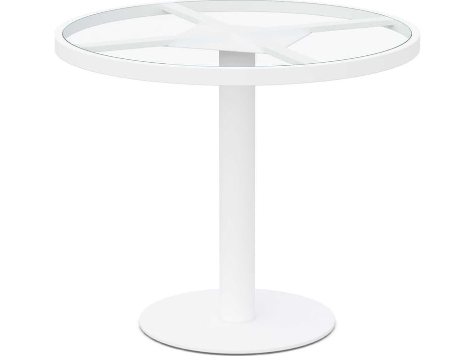 Bordeaux 48-Inch Round Dining Table with Tempered Glass Top in Matte White