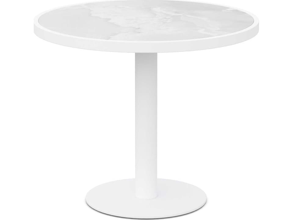 Bordeaux 35.5-Inch Round Dekton Top Dining Table in Matte White