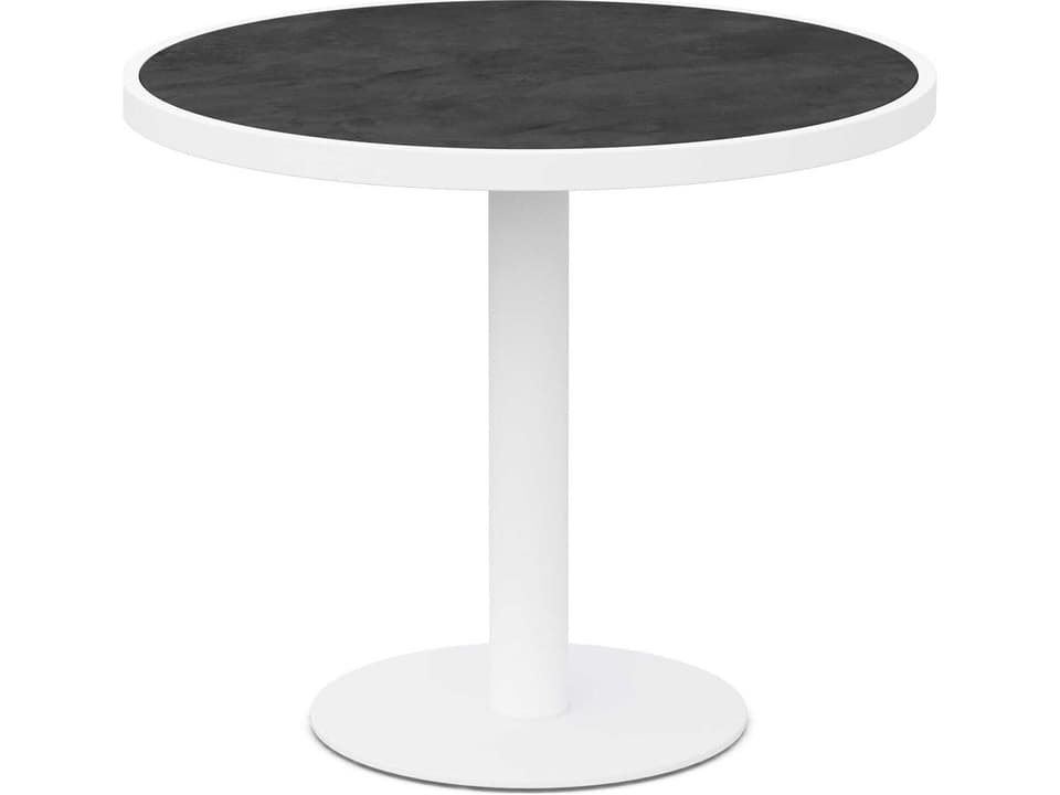 Bordeaux 48-Inch Round Aluminum Dining Table with Dekton Top in Matte White