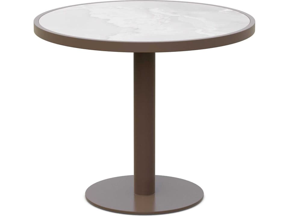 Bordeaux 35-Inch Round Dining Table with Dekton Helena Top in Matte Bronze