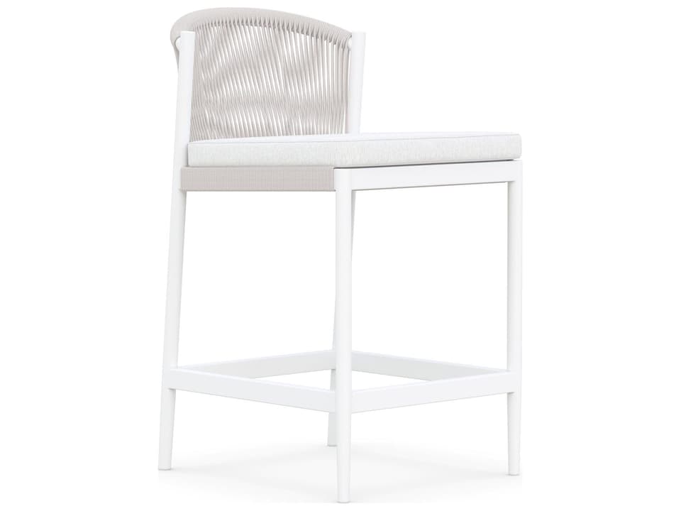 Catalina All-Weather Rope Counter Stool in Sand with Cloud Cushion