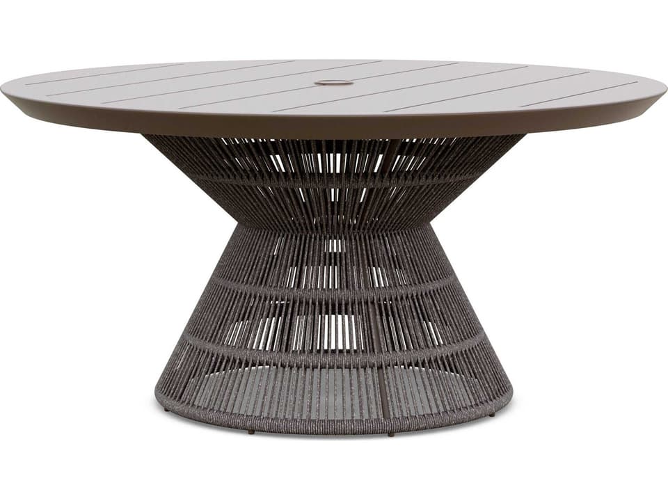 Captiva 60-Inch Round Aluminum Rope Dining Table in Matte Bronze
