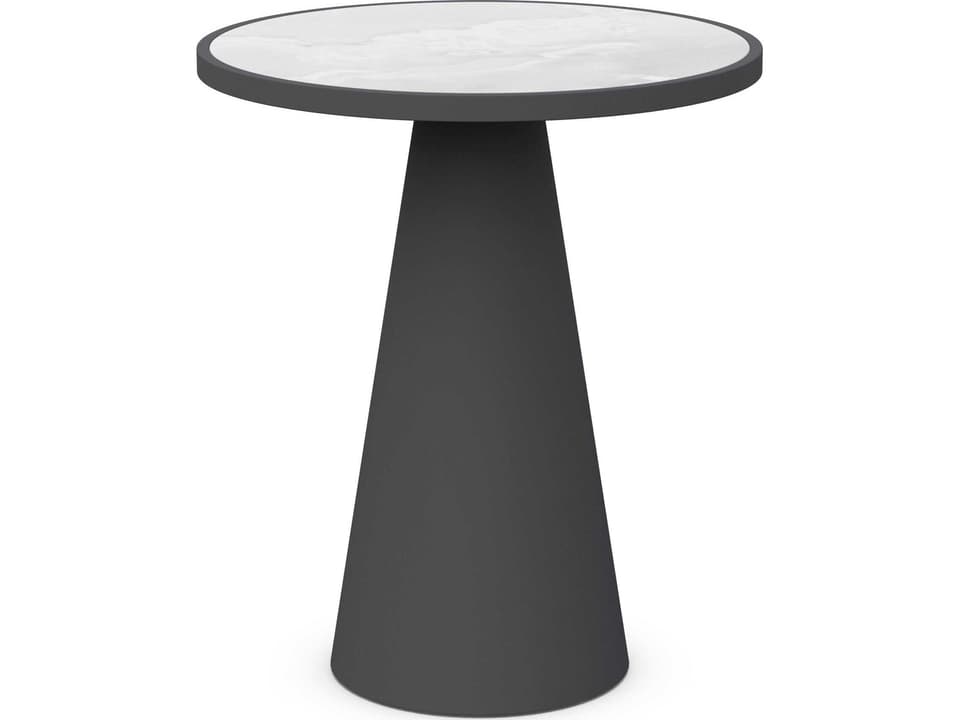 Leon Matte Charcoal Aluminum Round Bar Table
