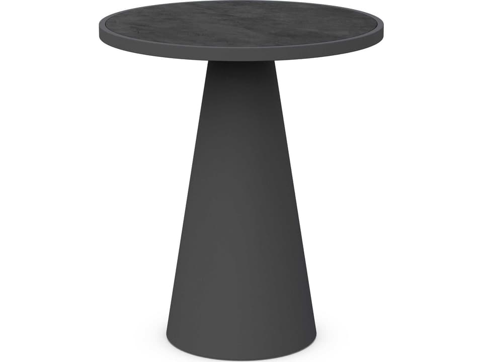 Leon Matte Charcoal Aluminum Round Bar Table