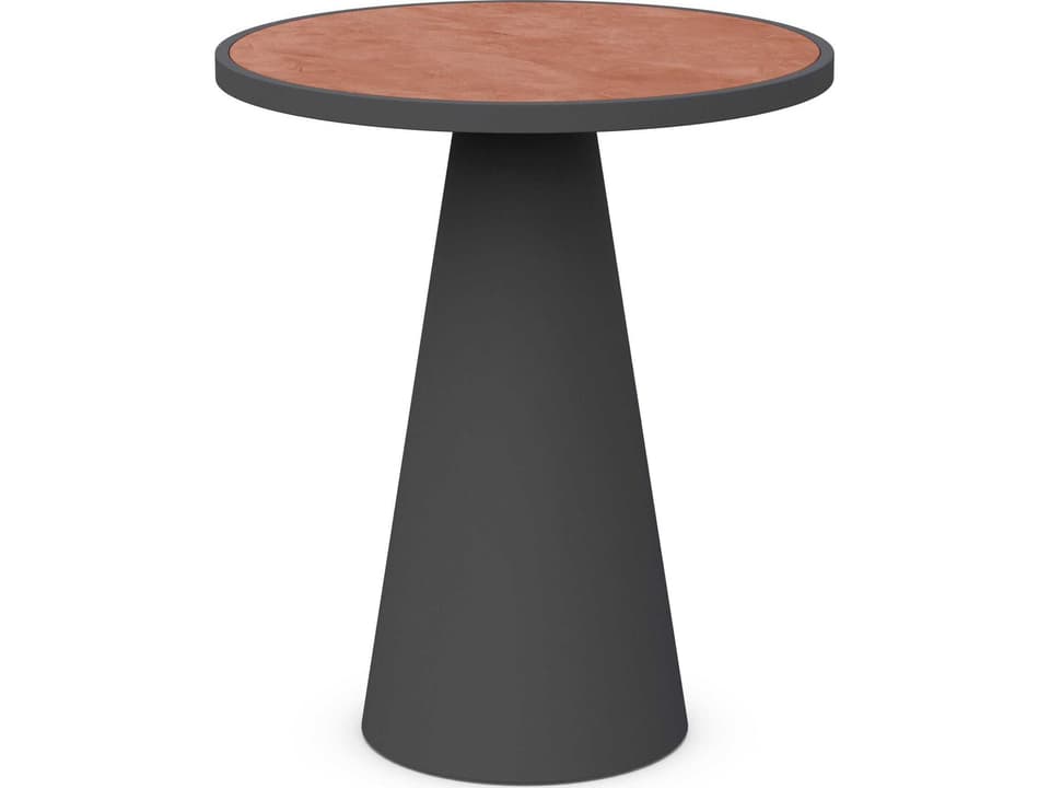 Leon Matte Charcoal Aluminum Round Bar Table