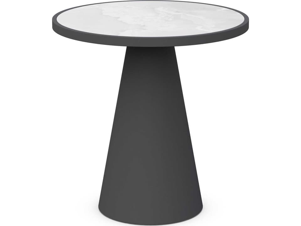 Leon Matte Charcoal Aluminum Round Counter Table