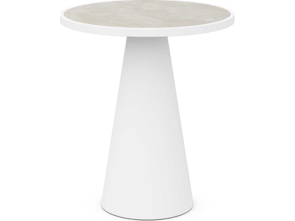 Leon Matte White Aluminum Round Bar Table