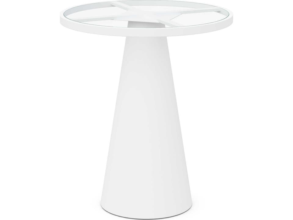 Leon Matte White Aluminum Round Bar Table