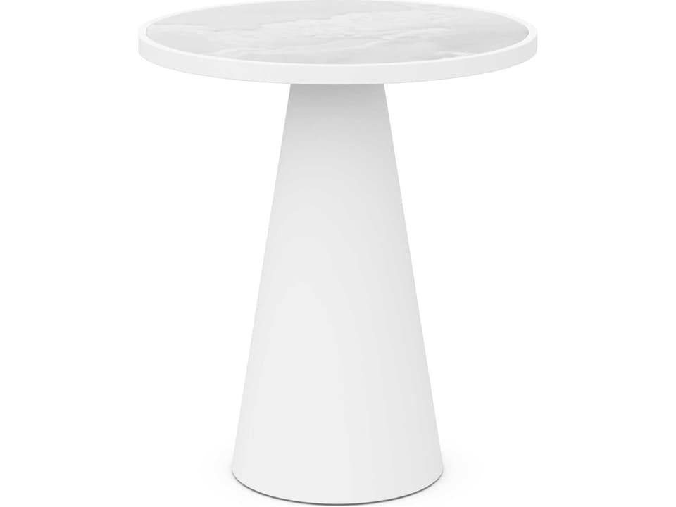 Leon Matte White Aluminum Round Bar Table