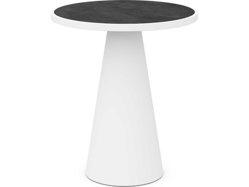 Leon Matte White Aluminum Round Bar Table